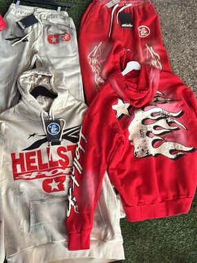 Designers Originals Red & Cream Kids Hoodie and Sweatpants Set